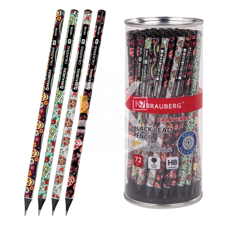 Карандаш ч/г BRAUBERG "CALAVERAS" HB, заточенный, ассорти Карандаш ч/г BRAUBERG "CALAVERAS" HB, заточенный, ассорти