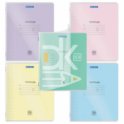 Тетрадь 24л., клетка BRAUBERG "Smart Cover", 5 дизайнов в пленке, обложка пластик